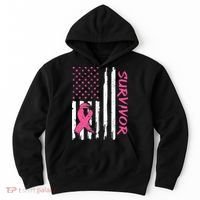 Breast Cancer Survivor American Flag Breast Cancer Awareness Hoodie thumb 0