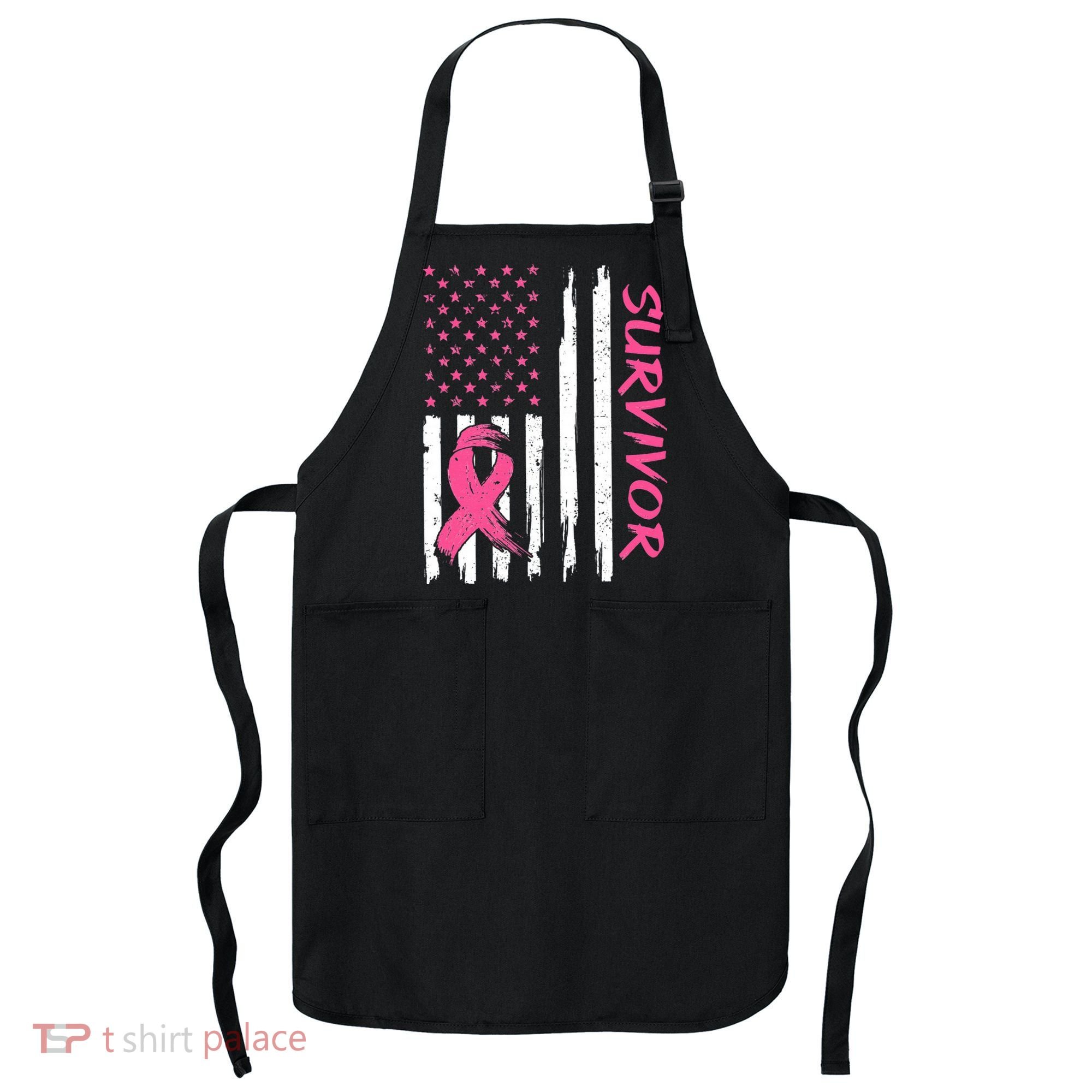 Breast Cancer Survivor American Flag Breast Cancer Awareness Apron