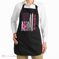 Breast Cancer Survivor American Flag Breast Cancer Awareness Apron thumb 2