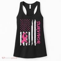 Breast Cancer Survivor American Flag Breast Cancer Awareness Women's Tank Top thumb 0