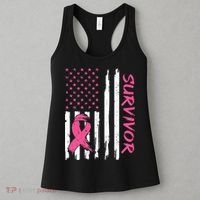 Breast Cancer Survivor American Flag Breast Cancer Awareness Women's Tank Top thumb 3