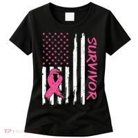 Breast Cancer Survivor American Flag Breast Cancer Awareness Women's T-Shirt thumb 0