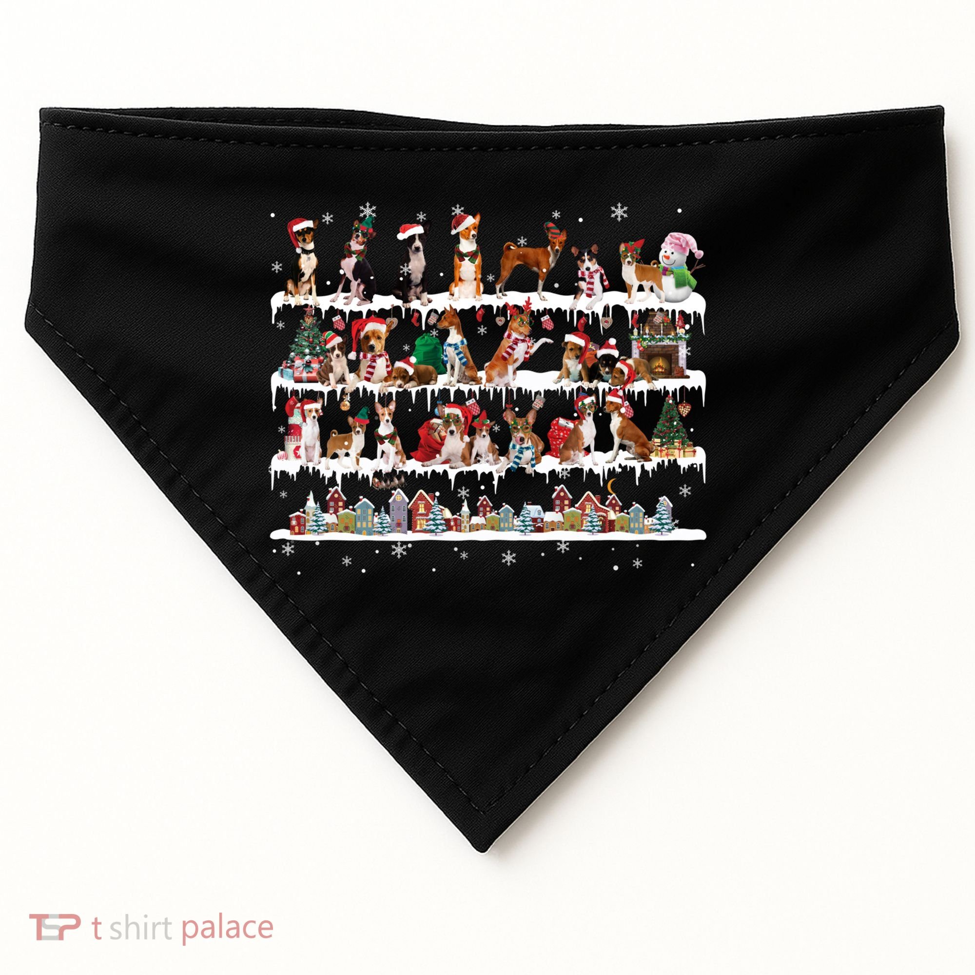 Basenji Christmas Snow Layers Santa Dog Ugly Xmas Gift USA-Made Doggie Bandana