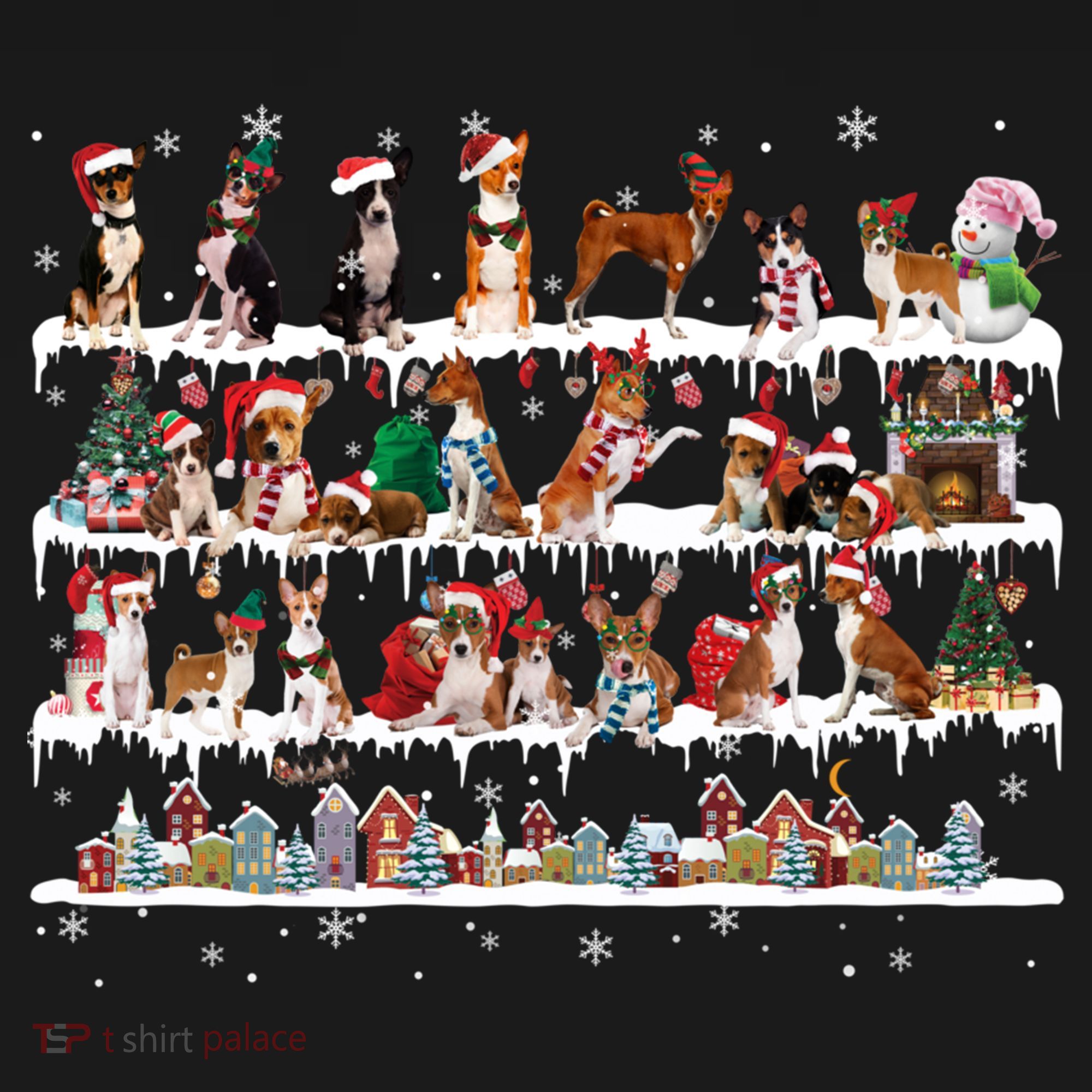 Basenji Christmas Snow Layers Santa Dog Ugly Xmas Gift USA-Made Doggie Bandana