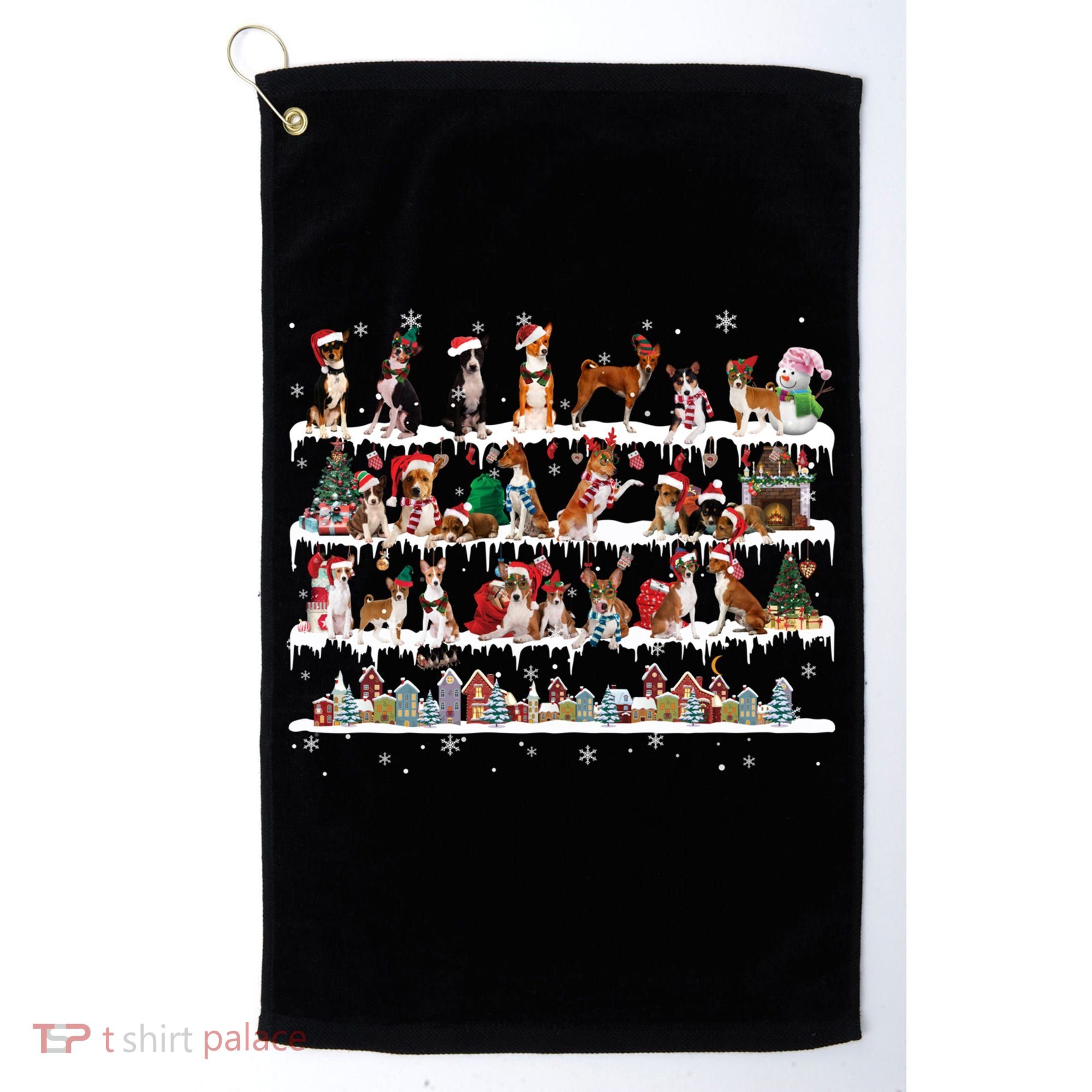 Basenji Christmas Snow Layers Santa Dog Ugly Xmas Gift Golf Towel