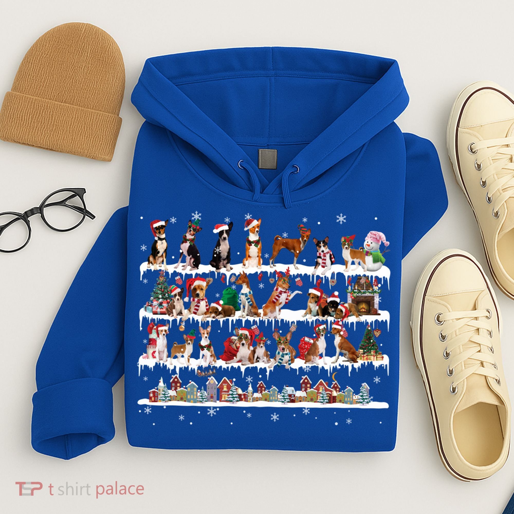 Basenji Christmas Snow Layers Santa Dog Ugly Xmas Gift Hoodie
