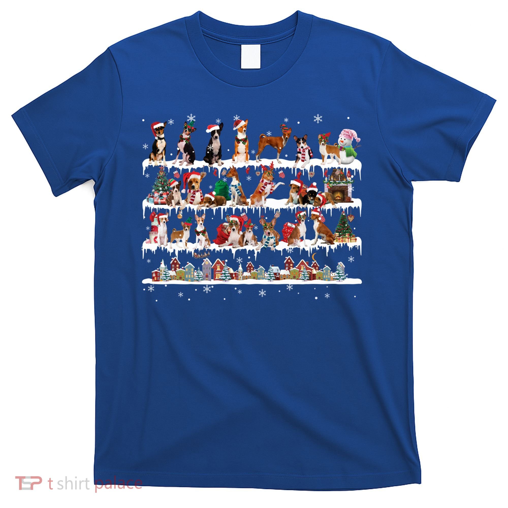 Basenji Christmas Snow Layers Santa Dog Ugly Xmas Gift T-Shirt