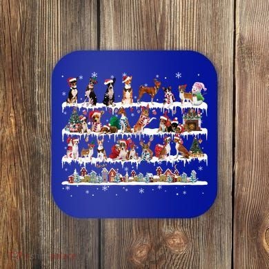 Basenji Christmas Snow Layers Santa Dog Ugly Xmas Gift Coaster
