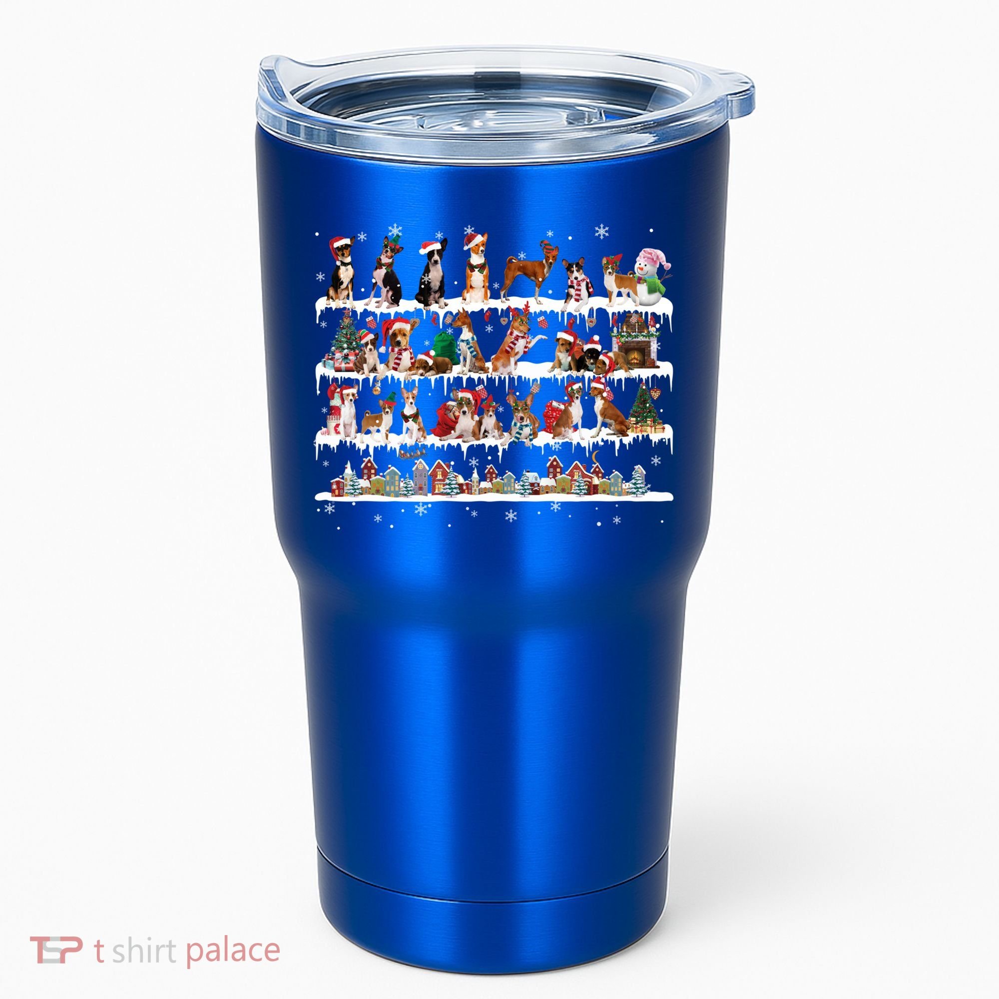 Basenji Christmas Snow Layers Santa Dog Ugly Xmas Gift Tumbler