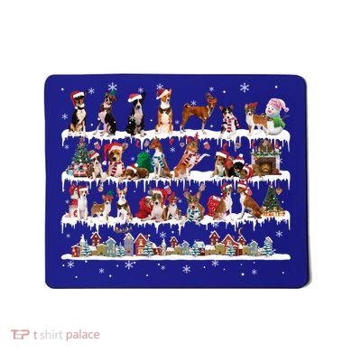Basenji Christmas Snow Layers Santa Dog Ugly Xmas Gift Mousepad