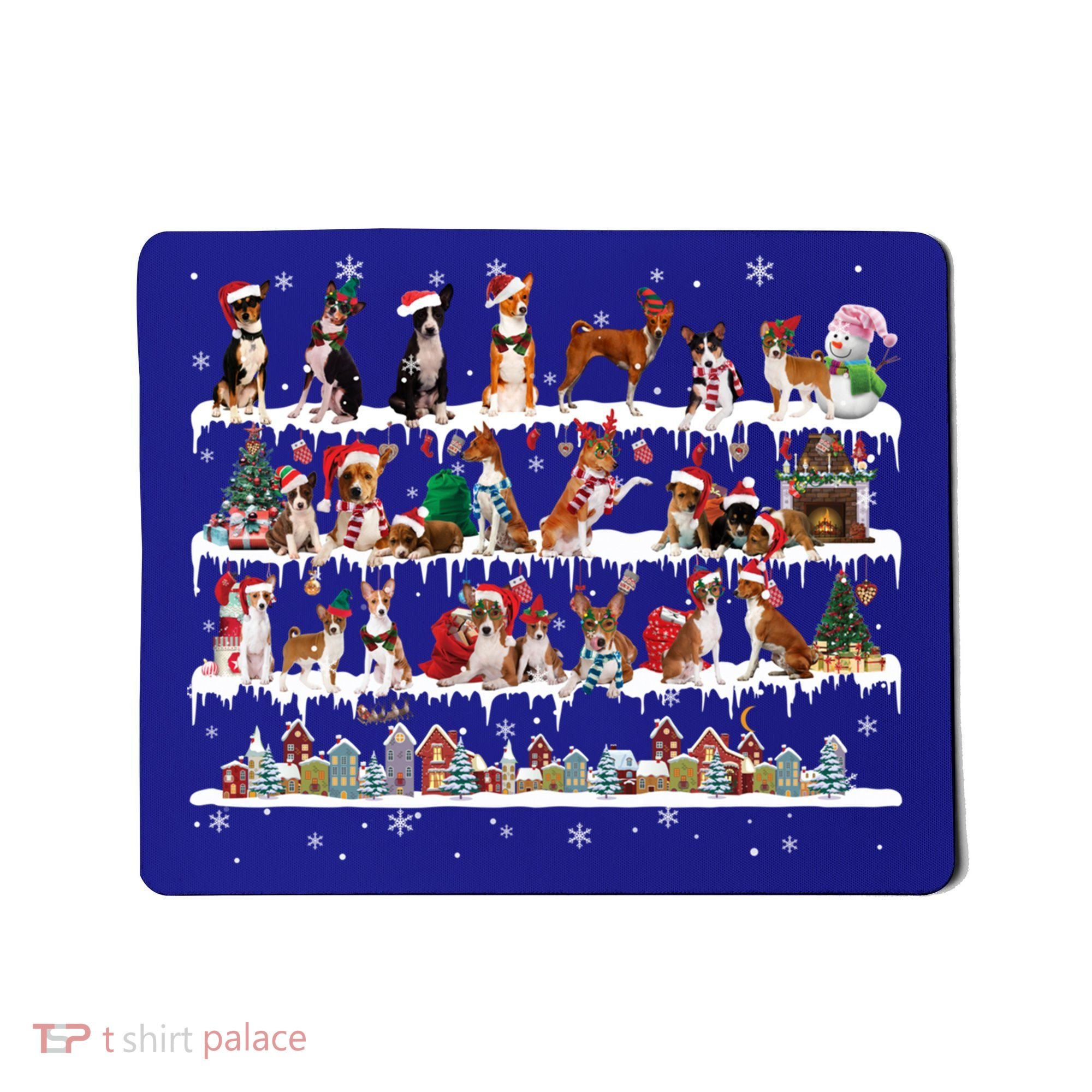 Basenji Christmas Snow Layers Santa Dog Ugly Xmas Gift Mousepad