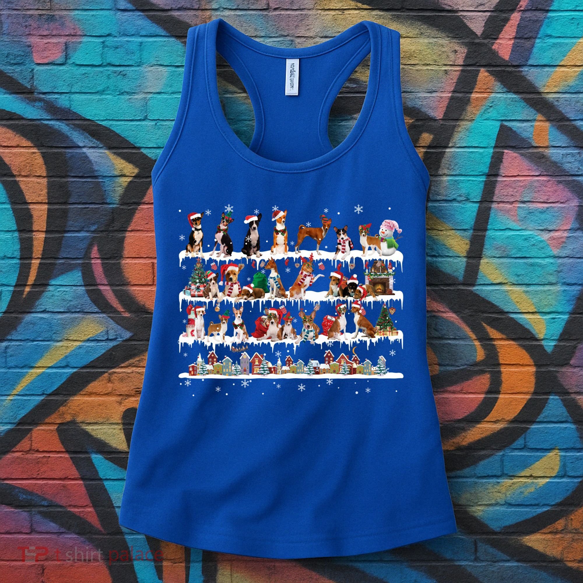 Basenji Christmas Snow Layers Santa Dog Ugly Xmas Gift Women's Tank Top