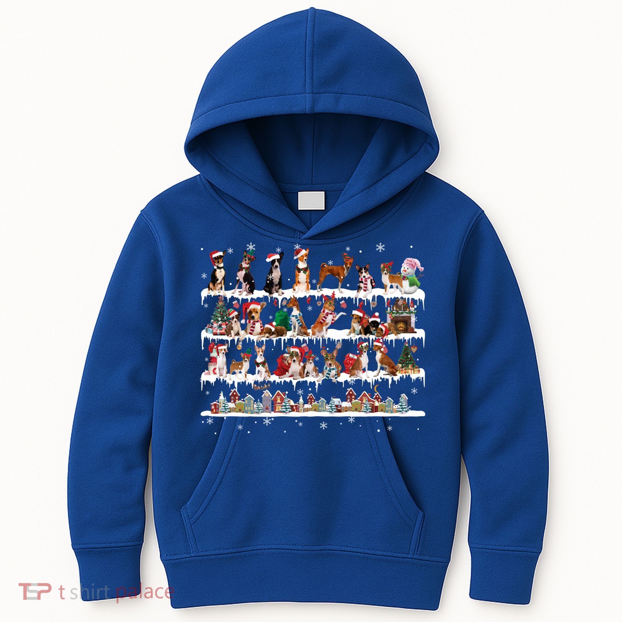 Basenji Christmas Snow Layers Santa Dog Ugly Xmas Gift Kids Hoodie