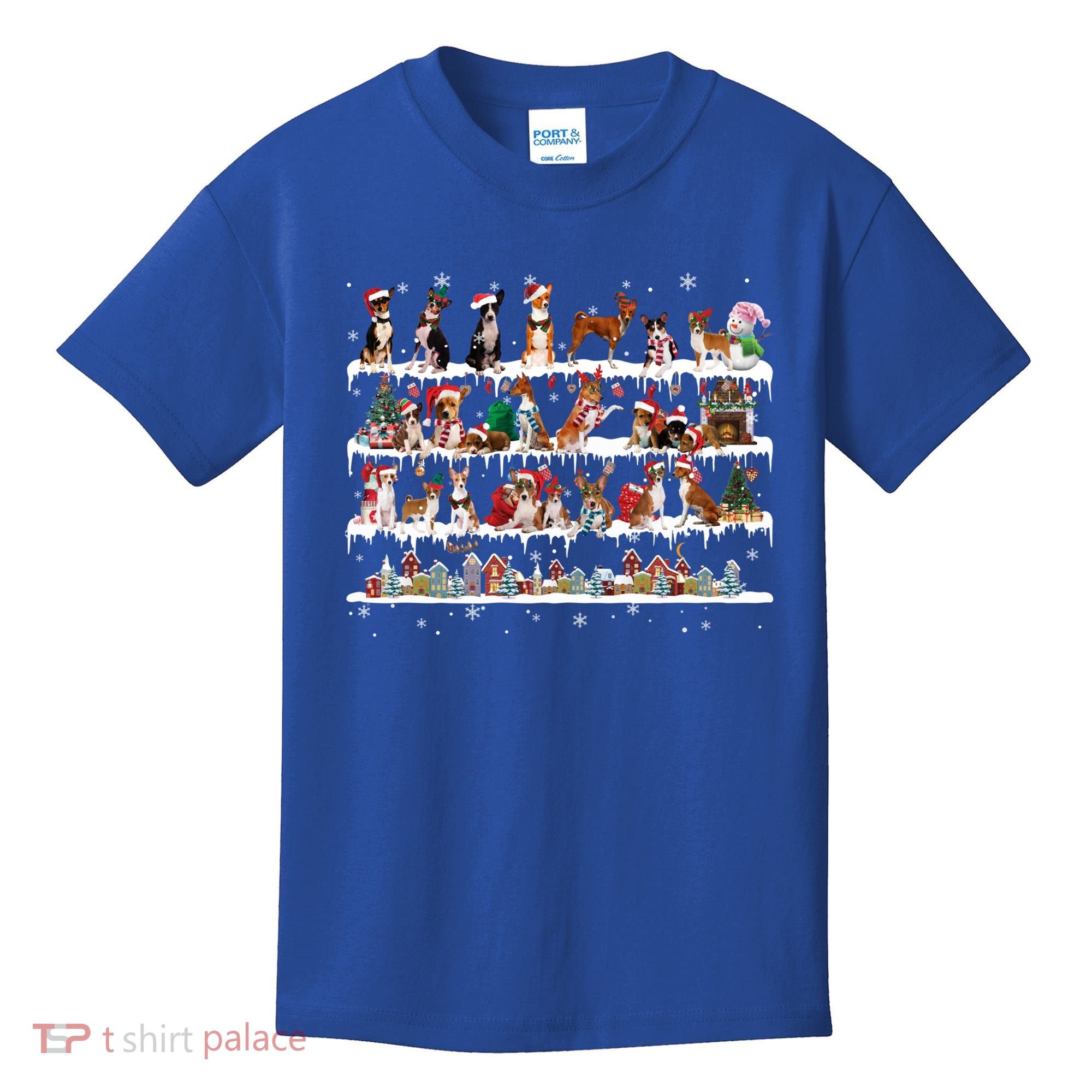 Basenji Christmas Snow Layers Santa Dog Ugly Xmas Gift Kids T-Shirt