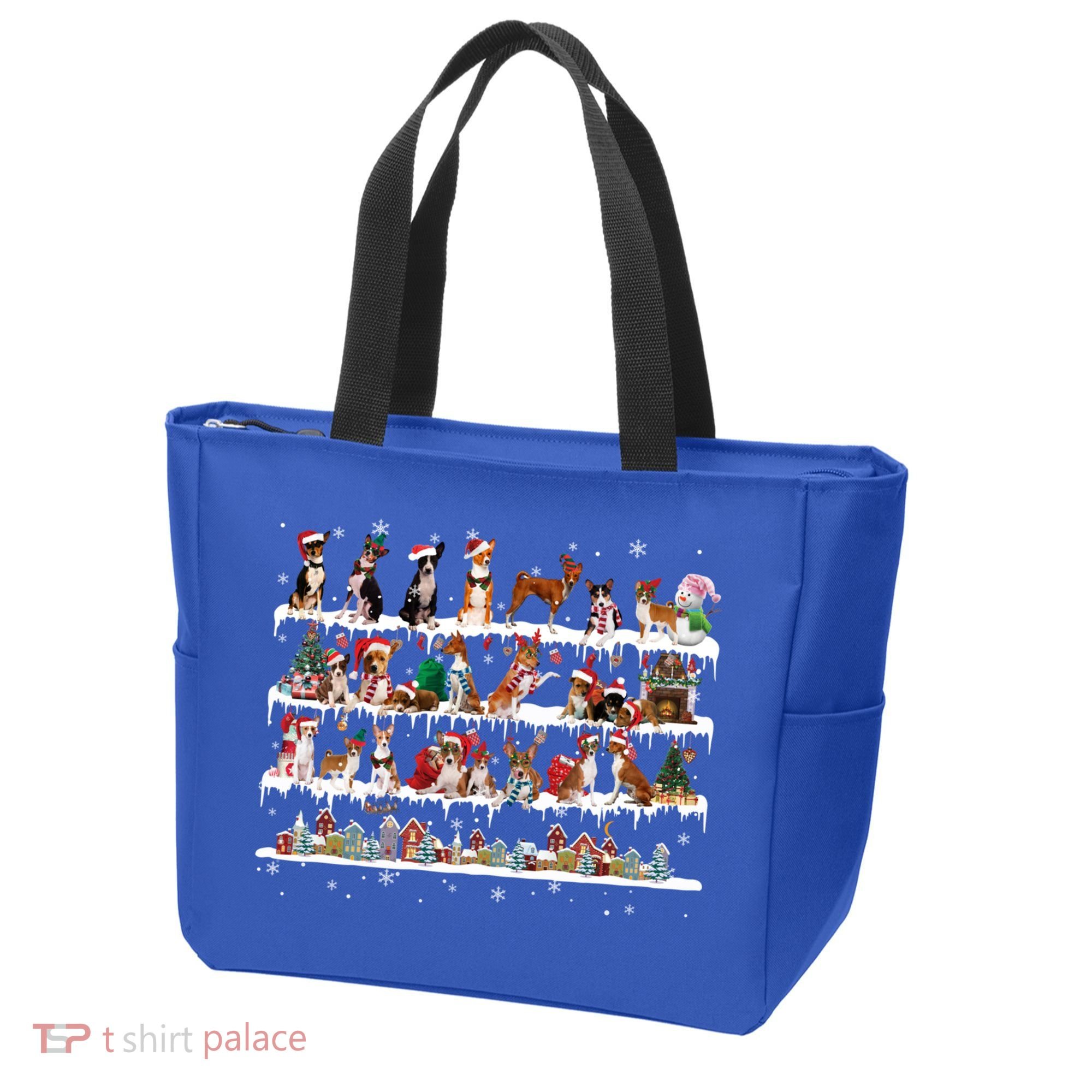 Basenji Christmas Snow Layers Santa Dog Ugly Xmas Gift Tote Bag