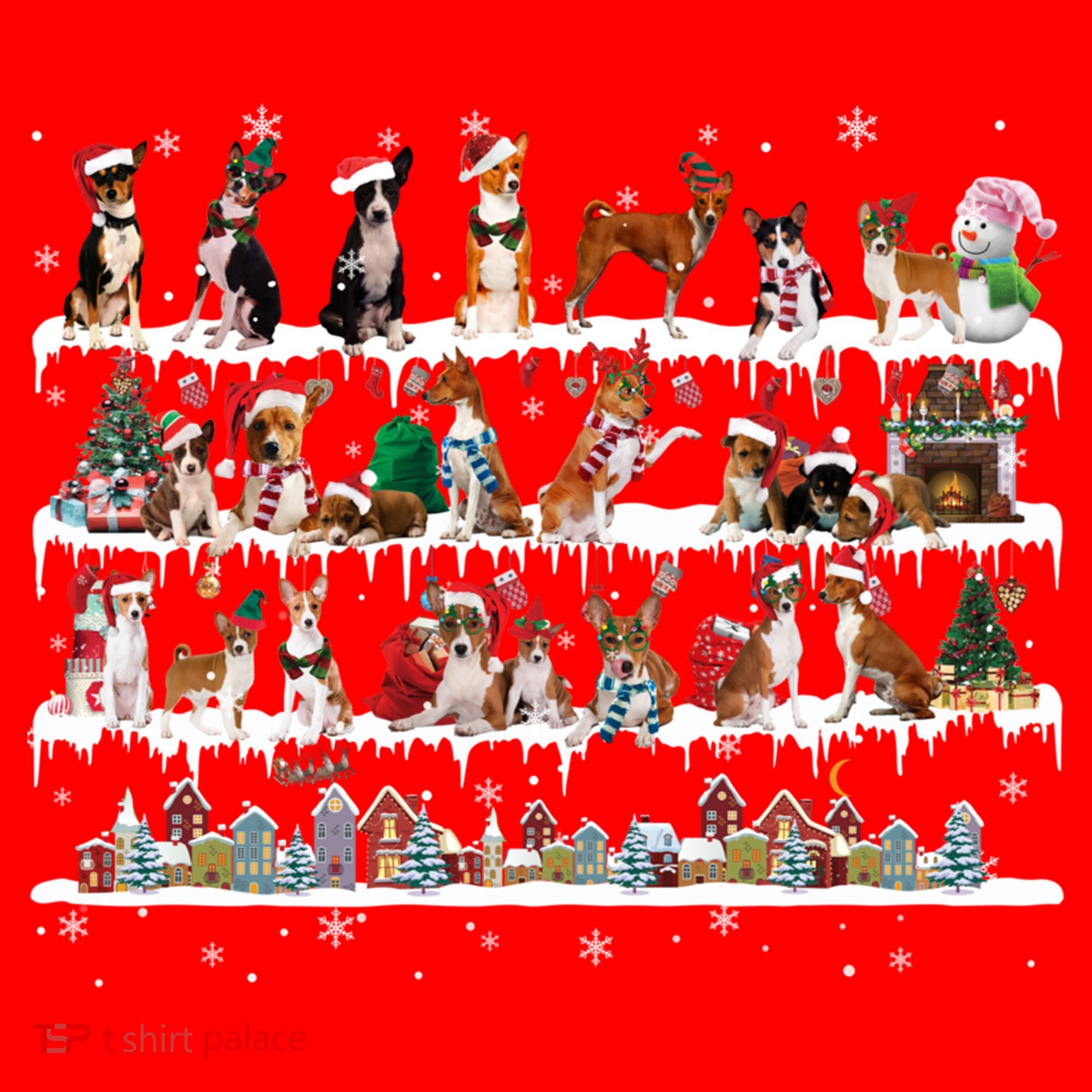 Basenji Christmas Snow Layers Santa Dog Ugly Xmas Gift Santa Hat