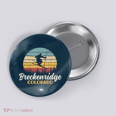 Breckenridge Colorado Skiing Vintage Mountain Ski Vacation Button