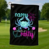 Blue Crab Sassy And Salty Attitude Sweet Southern Prep Gear Gift Golf Towel thumb 1