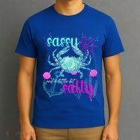 Blue Crab Sassy And Salty Attitude Sweet Southern Prep Gear Gift T-Shirt thumb 3