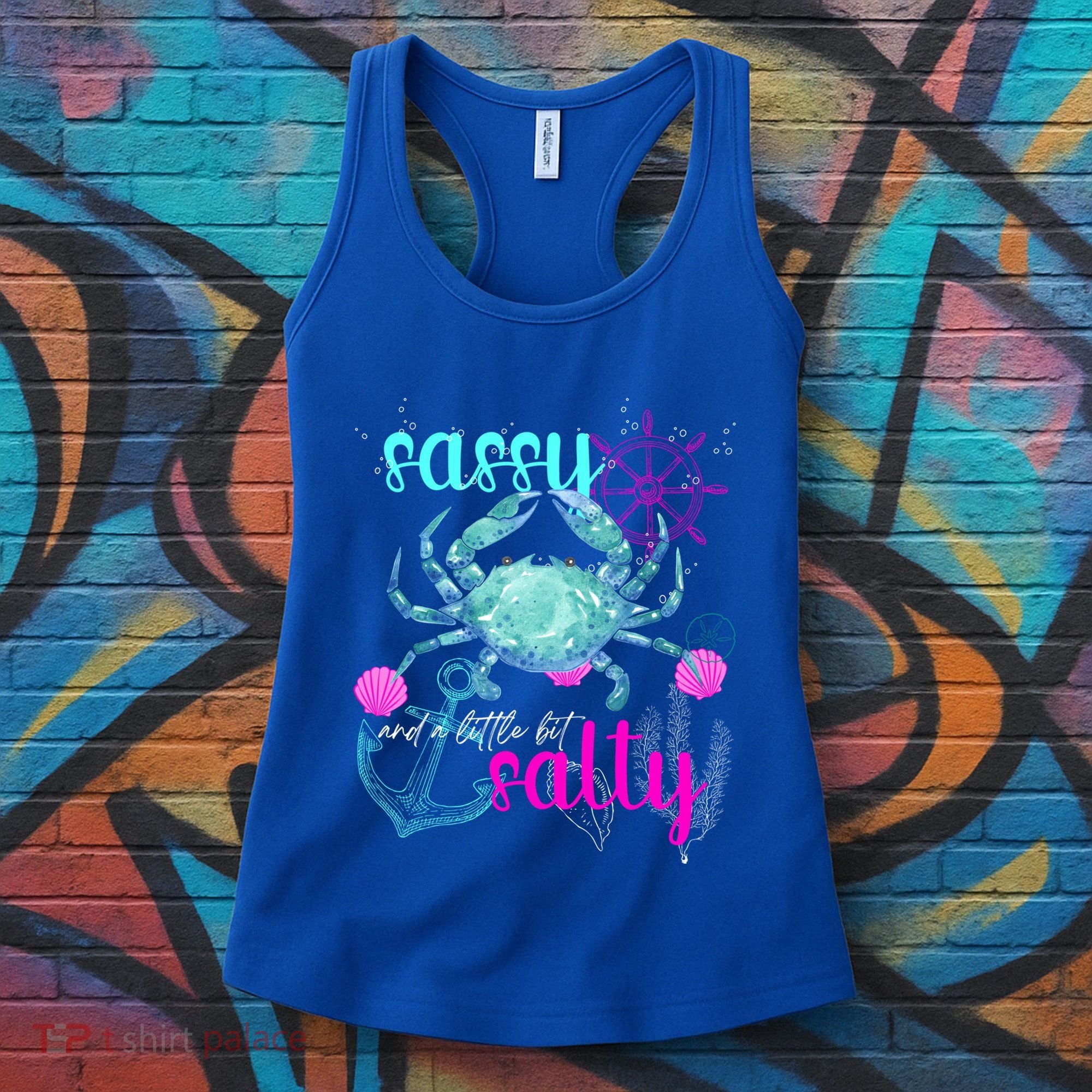 Blue Crab Sassy And Salty Attitude Sweet Southern Prep Gear Gift Women's Tank Top