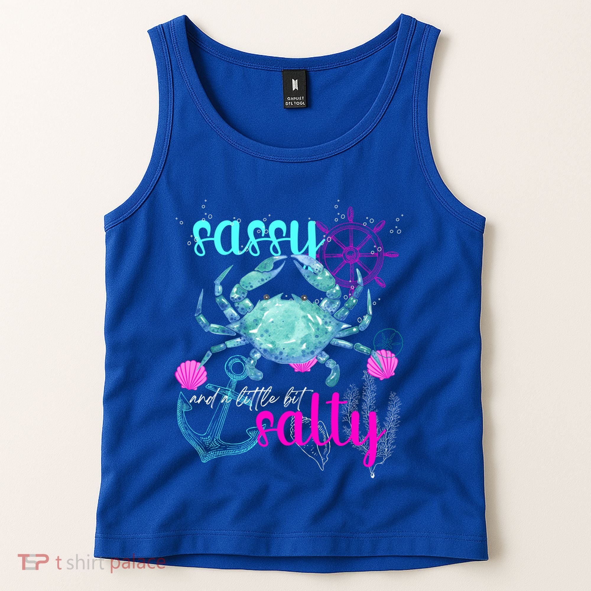Blue Crab Sassy And Salty Attitude Sweet Southern Prep Gear Gift Tank Top