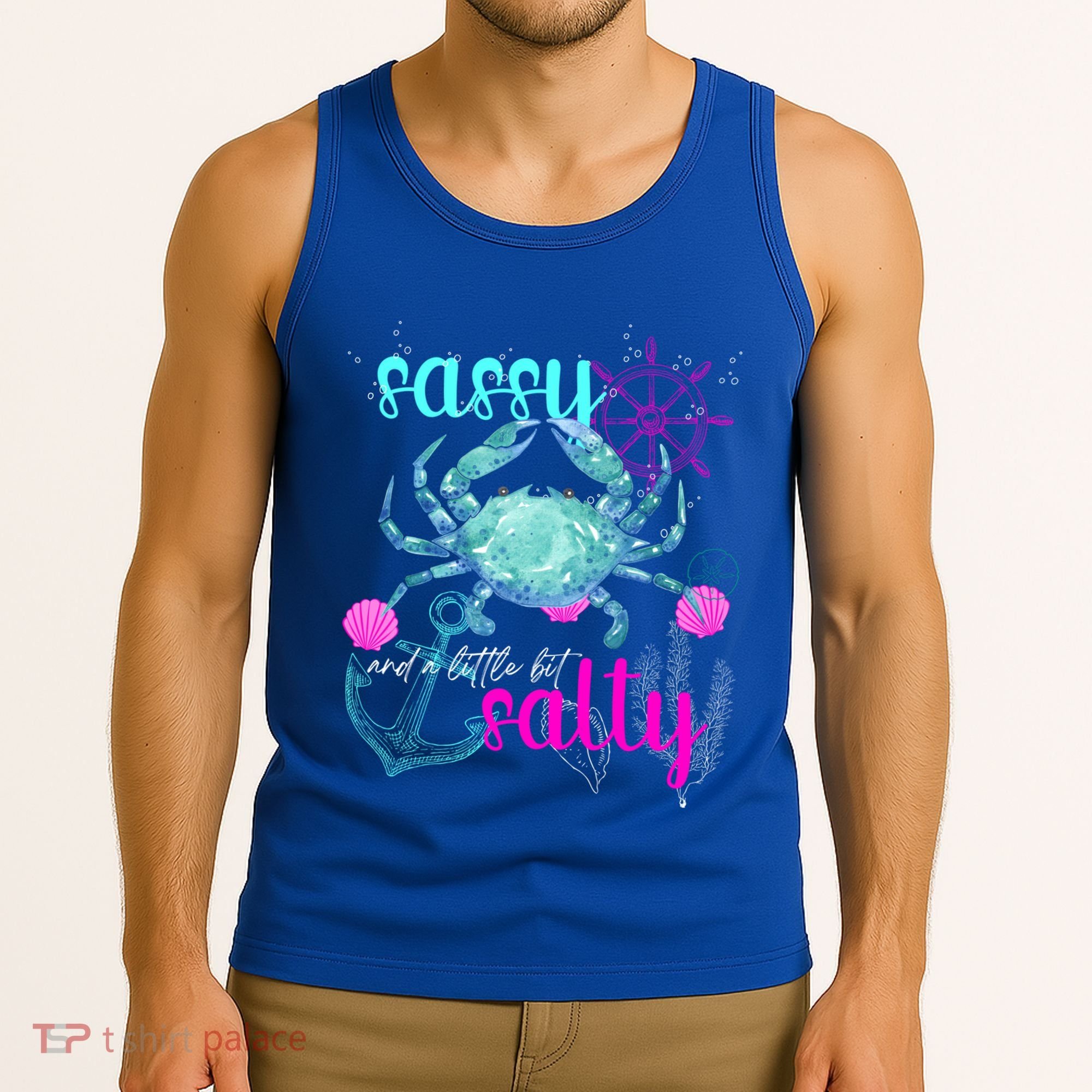 Blue Crab Sassy And Salty Attitude Sweet Southern Prep Gear Gift Tank Top