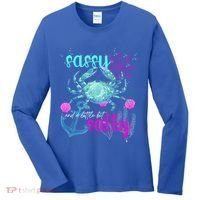 Blue Crab Sassy And Salty Attitude Sweet Southern Prep Gear Gift Women's Long Sleeve Shirt thumb 0