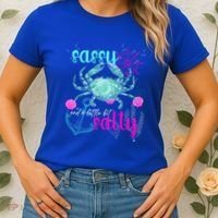 Blue Crab Sassy And Salty Attitude Sweet Southern Prep Gear Gift Women's T-Shirt thumb 2