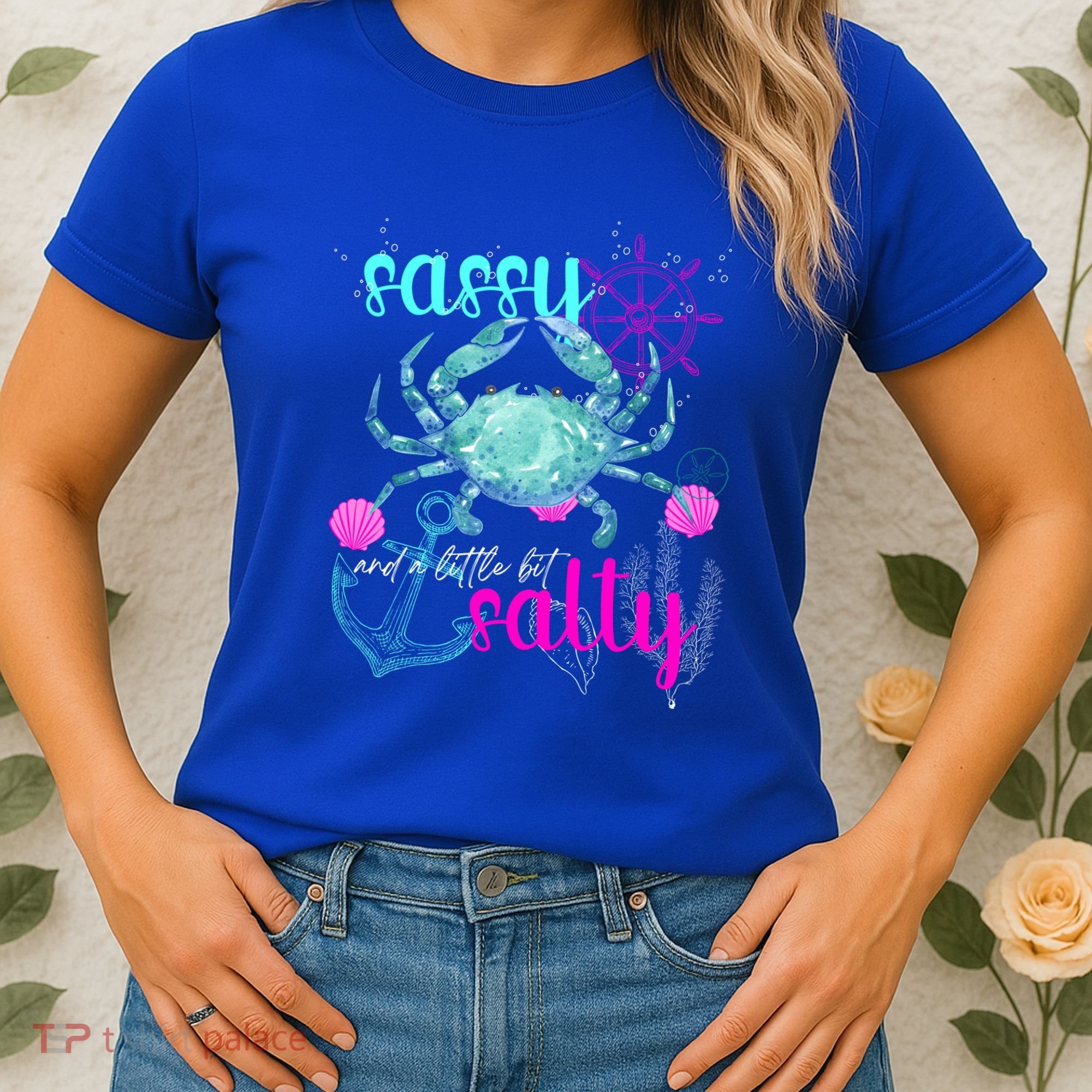 Blue Crab Sassy And Salty Attitude Sweet Southern Prep Gear Gift Women's T-Shirt