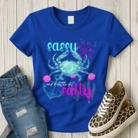 Blue Crab Sassy And Salty Attitude Sweet Southern Prep Gear Gift Women's T-Shirt thumb 3