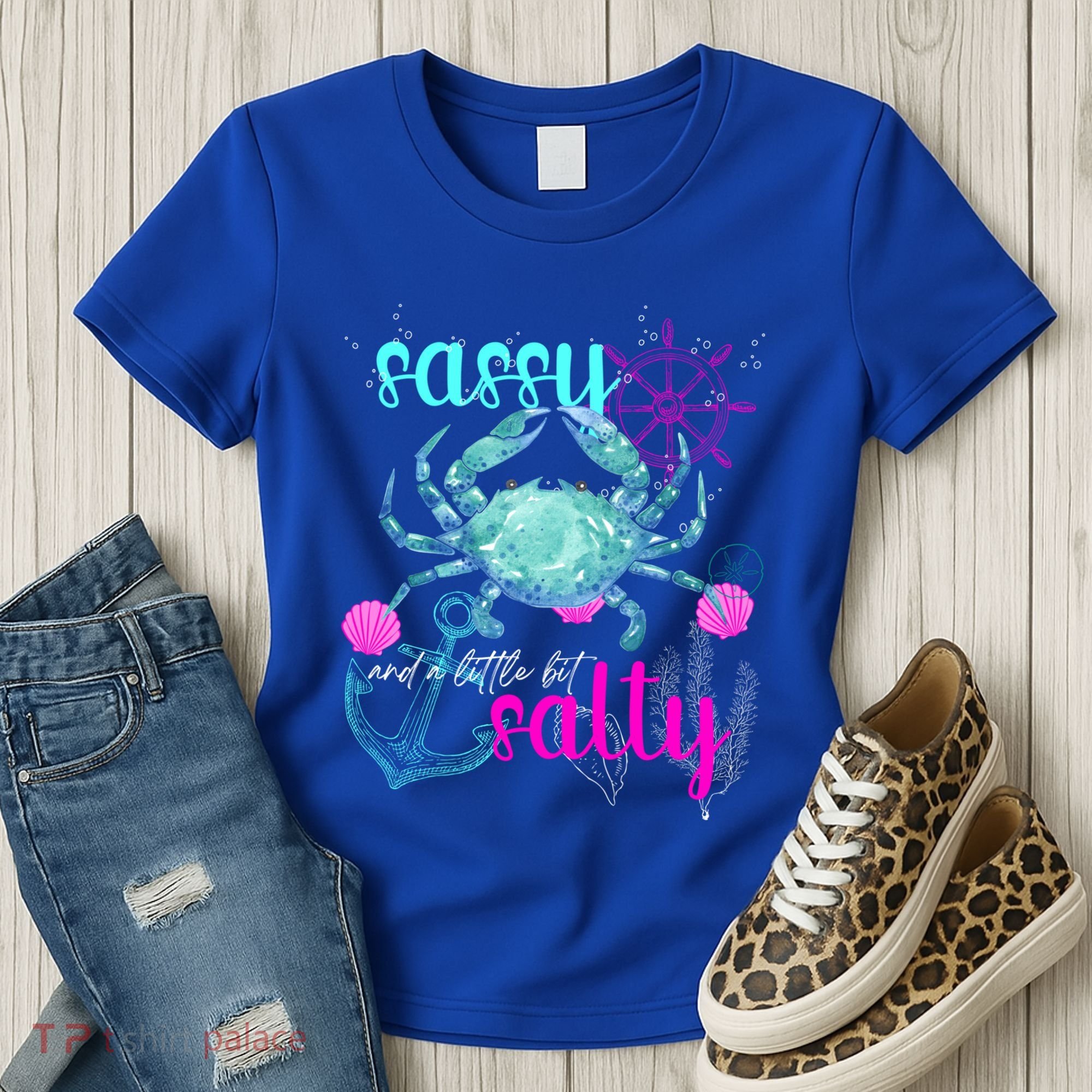 Blue Crab Sassy And Salty Attitude Sweet Southern Prep Gear Gift Women's T-Shirt
