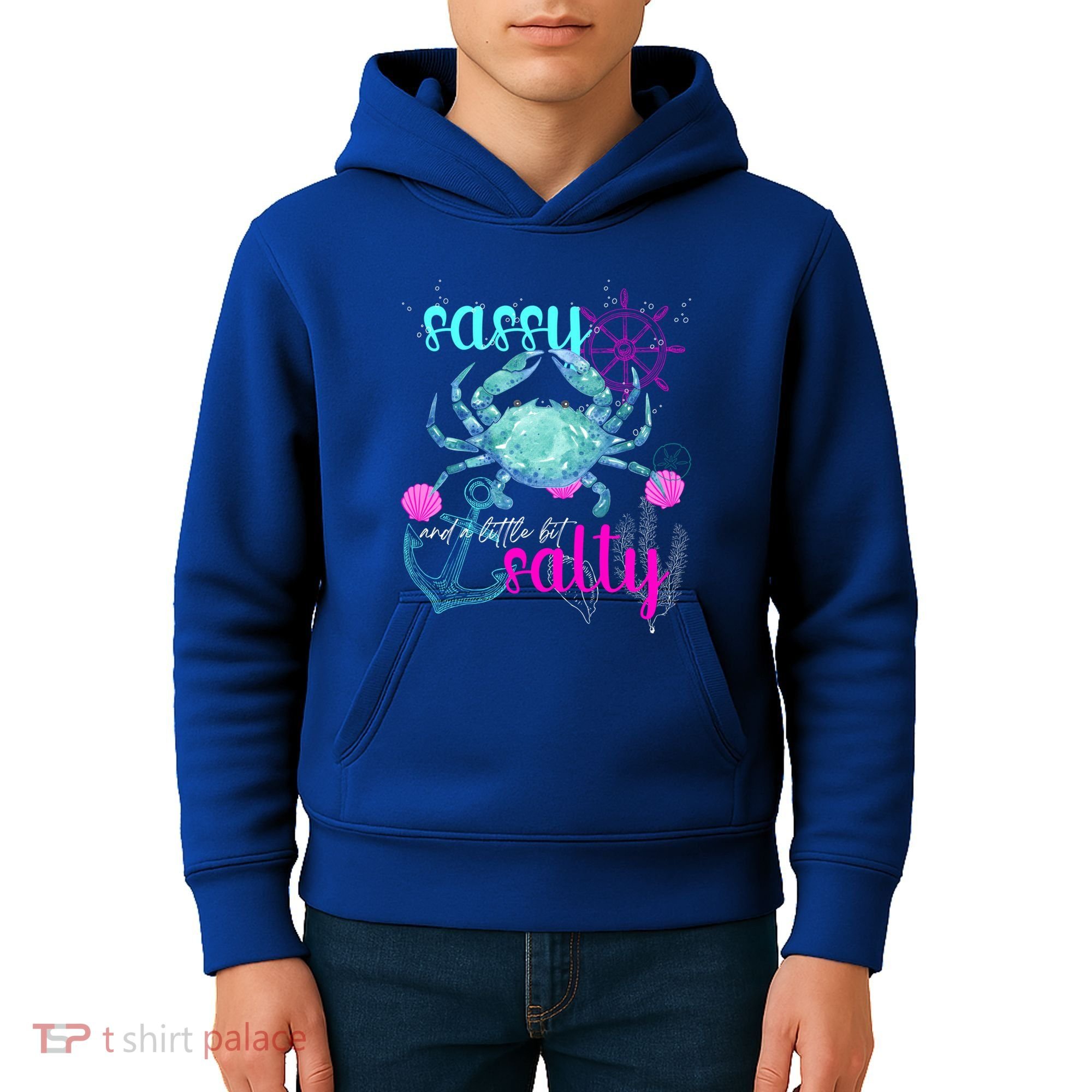 Blue Crab Sassy And Salty Attitude Sweet Southern Prep Gear Gift Kids Hoodie