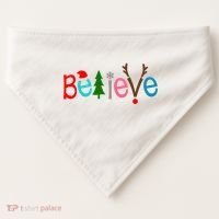 Believe Christmas Spirit Festive USA-Made Doggie Bandana thumb 0