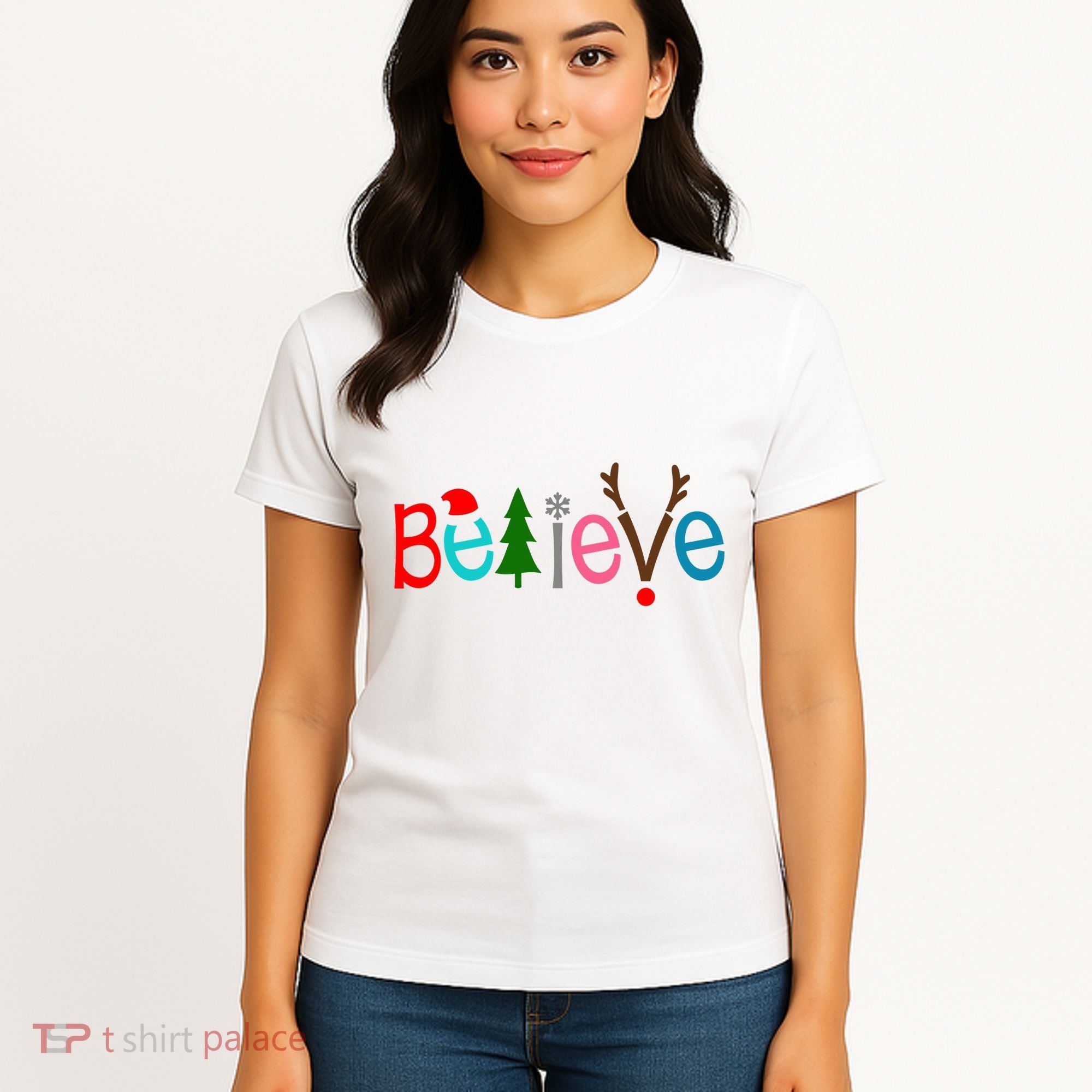 Believe Christmas Spirit Festive Women's T-Shirt