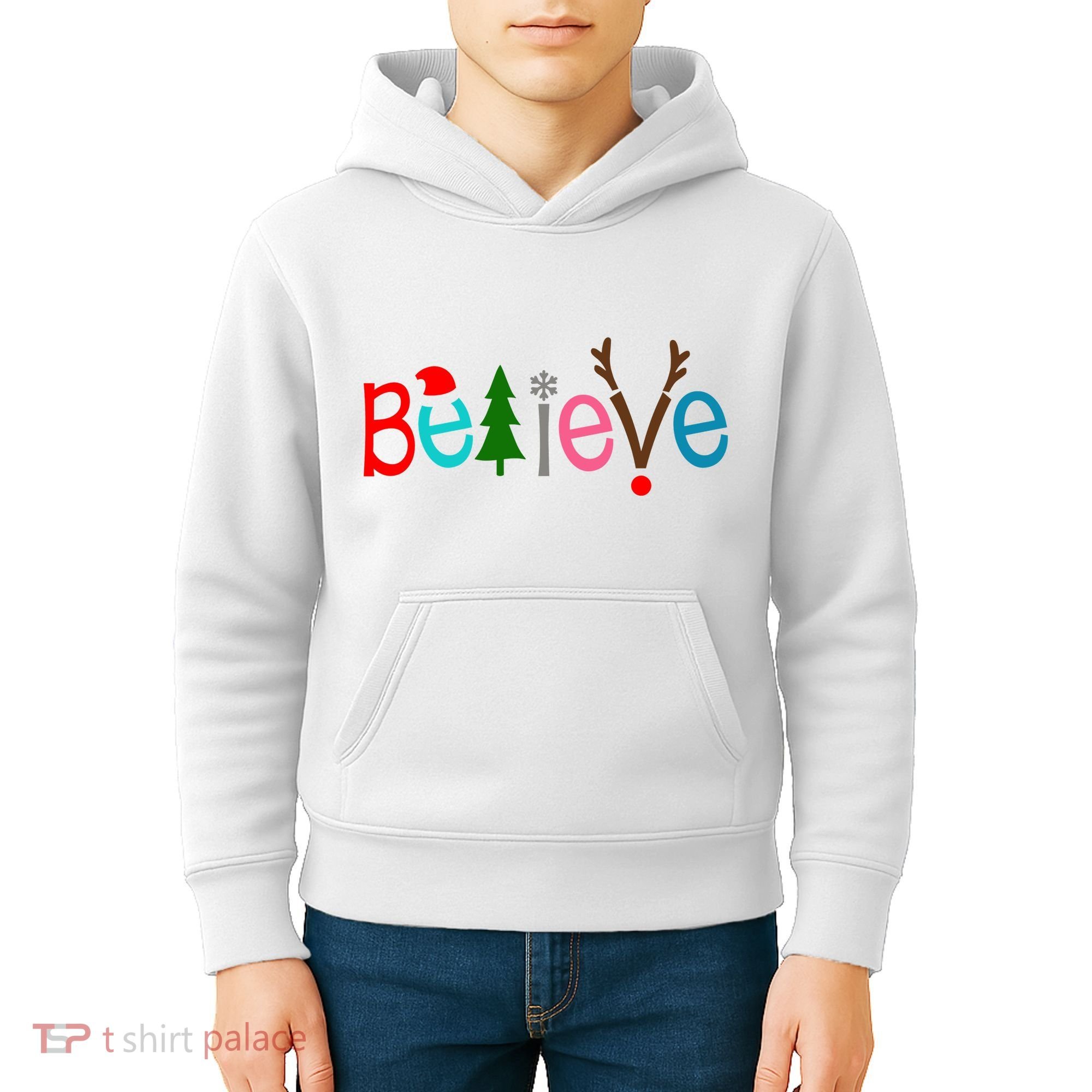 Believe Christmas Spirit Festive Kids Hoodie