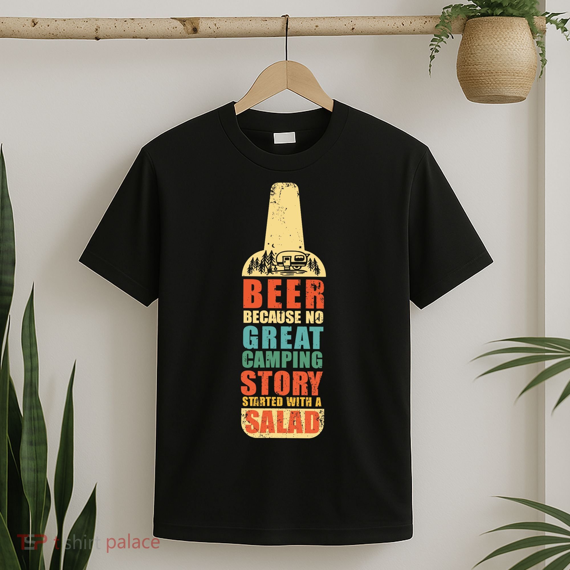 Beer Camping Story Salad Funny Camping Vintage Style T-Shirt