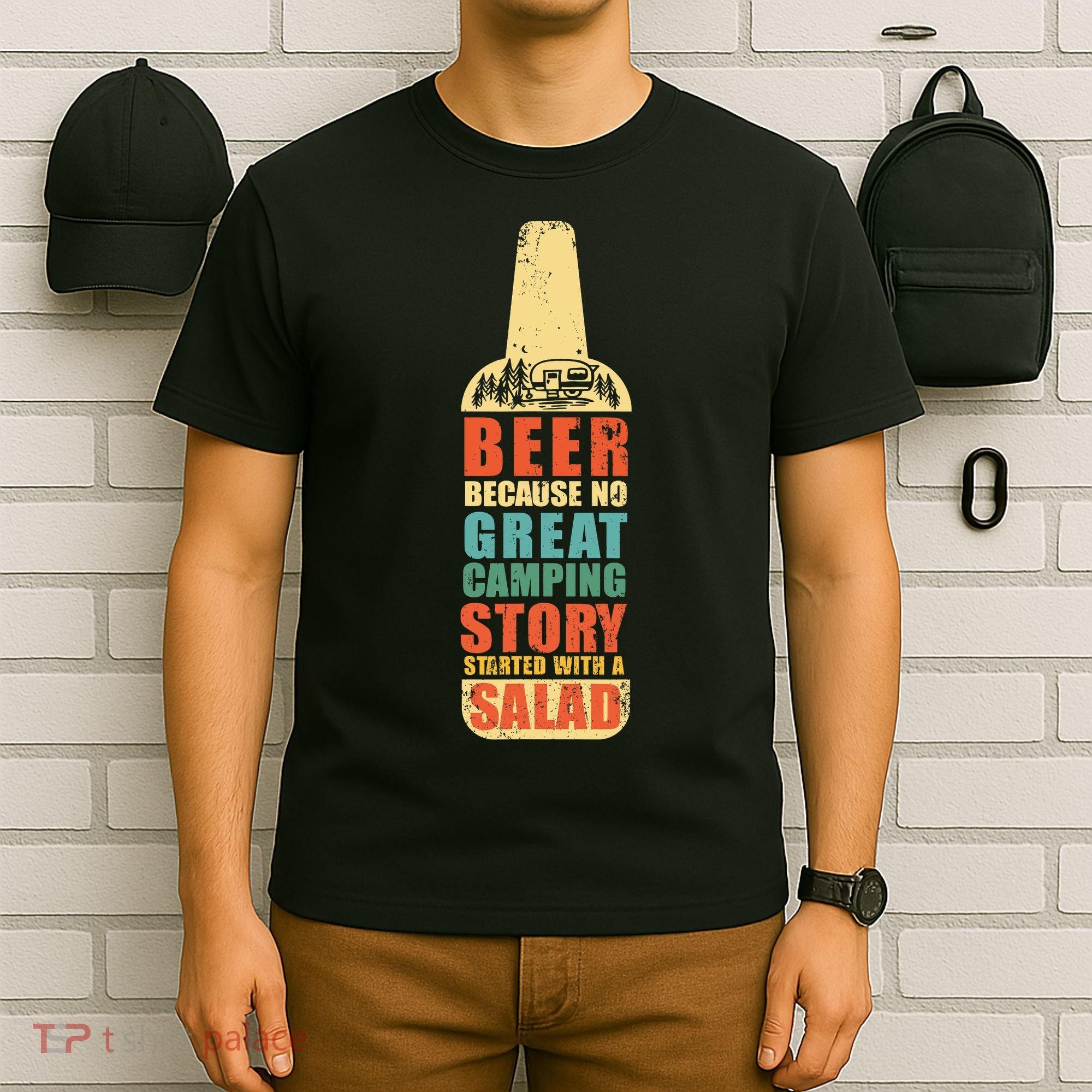 Beer Camping Story Salad Funny Camping Vintage Style T-Shirt