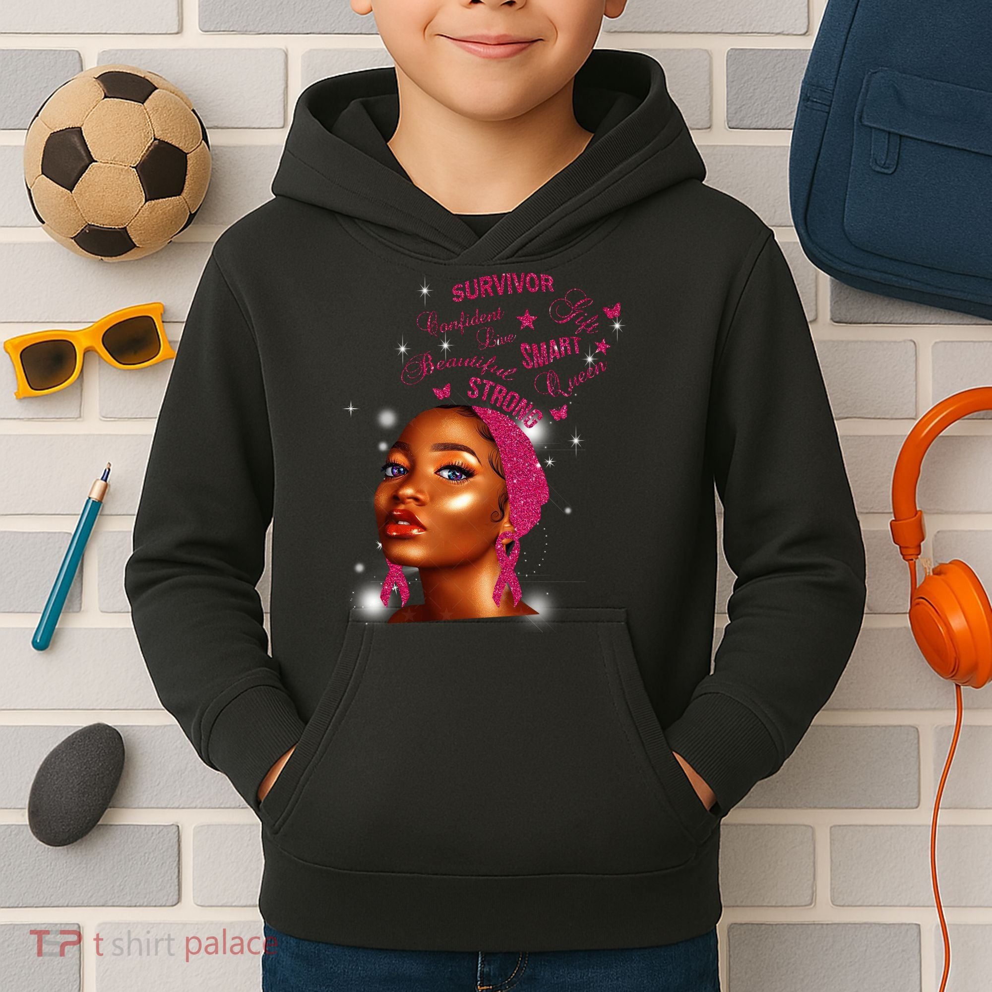 Breast Cancer Survivor Queen Kids Hoodie