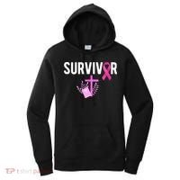 Breast Cancer Survivor Ribbon Faith Cross Christian Women's Hoodie thumb 0