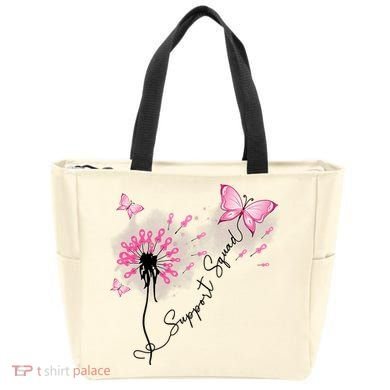 Breast Cancer Support Squad Pink Ribbon Warrior Tote Bag