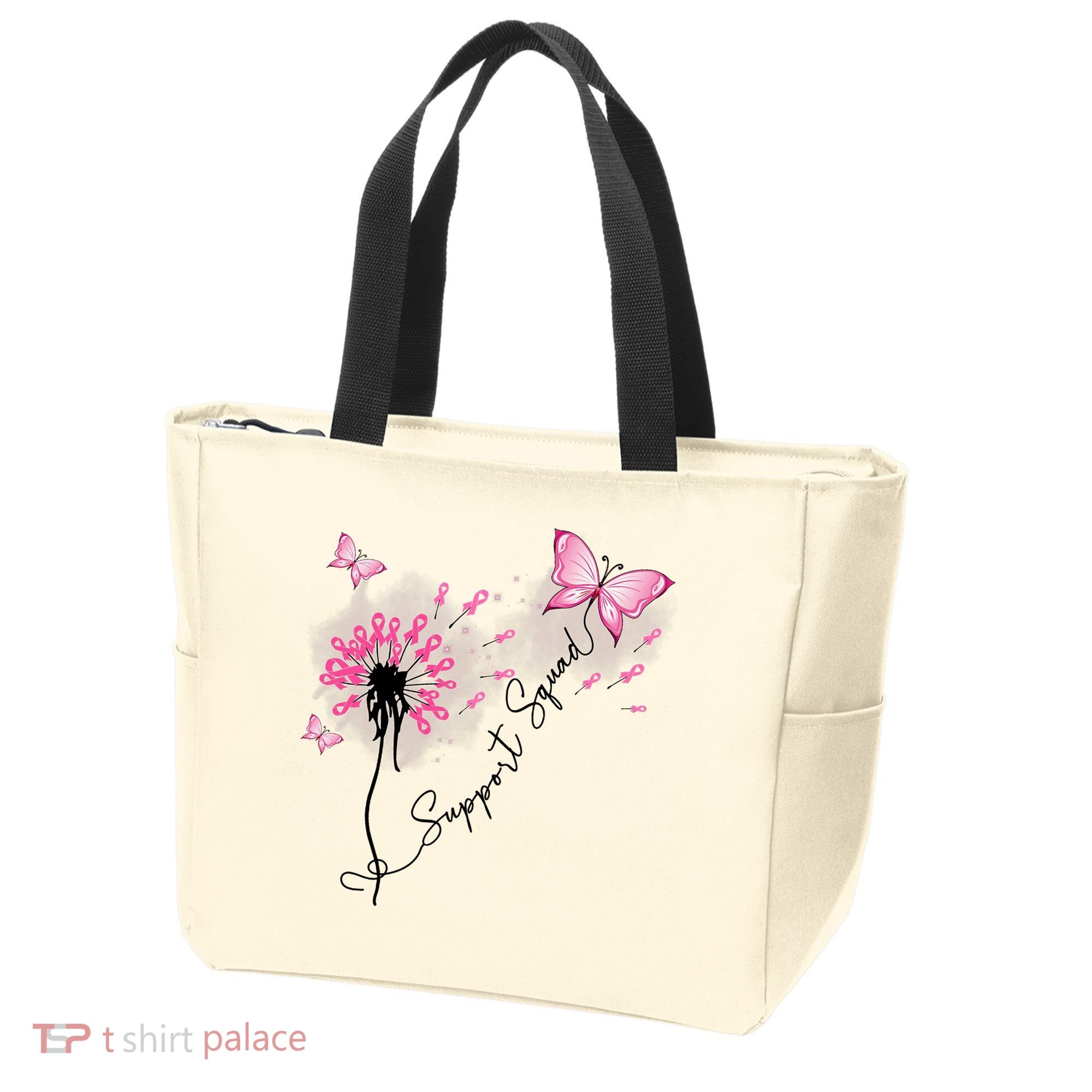 Breast Cancer Support Squad Pink Ribbon Warrior Tote Bag