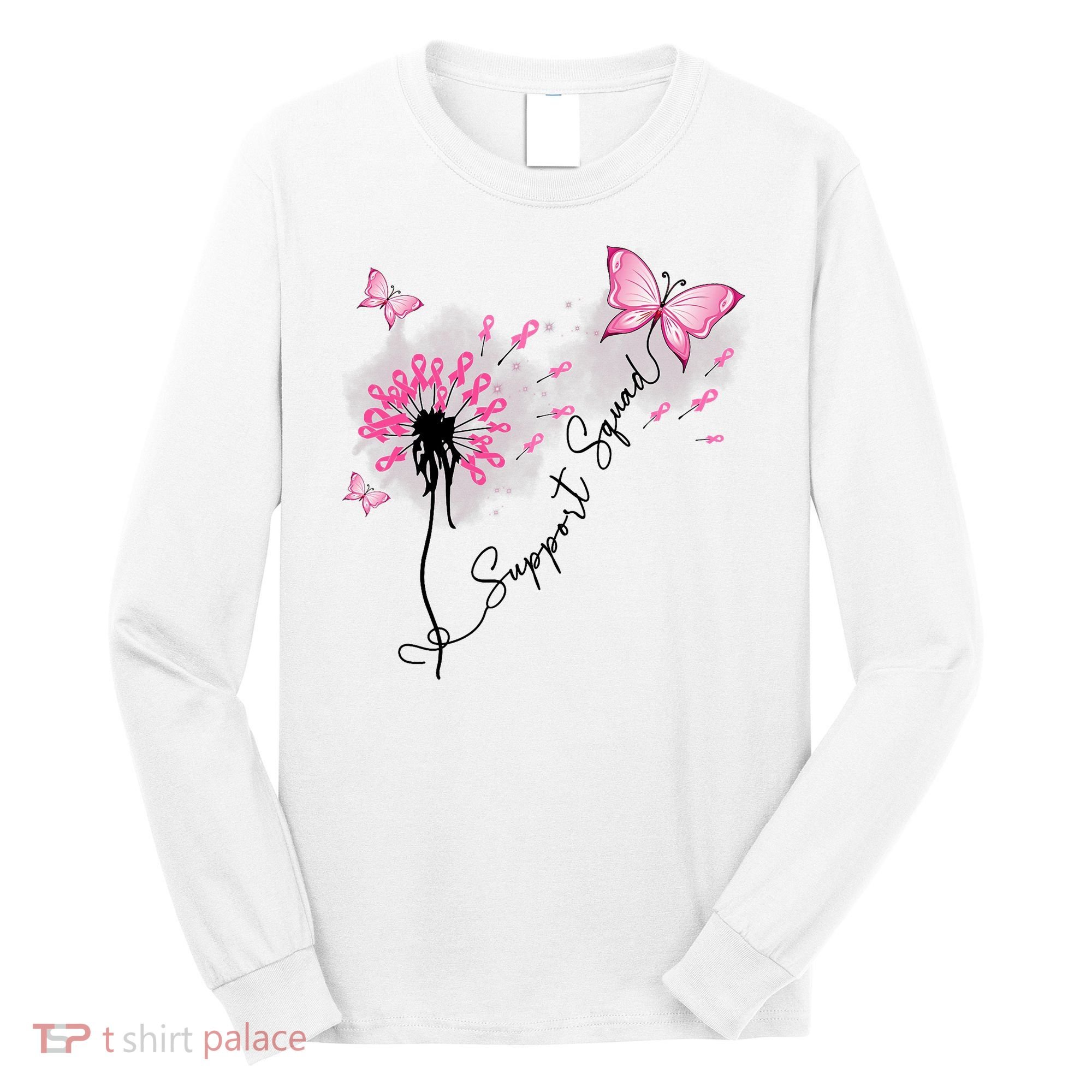 Breast Cancer Support Squad Pink Ribbon Warrior Long Sleeve Shirt