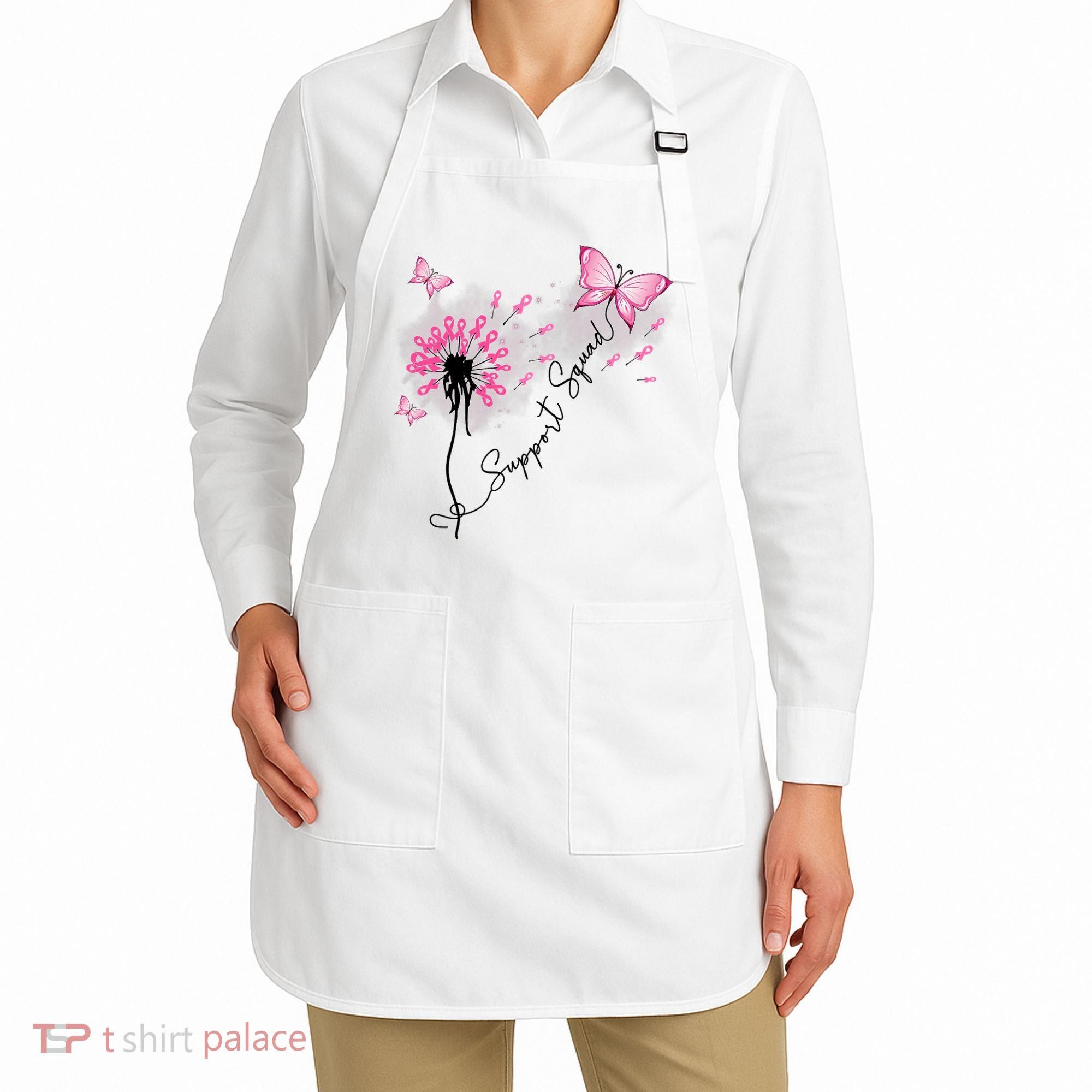 Breast Cancer Support Squad Pink Ribbon Warrior Apron
