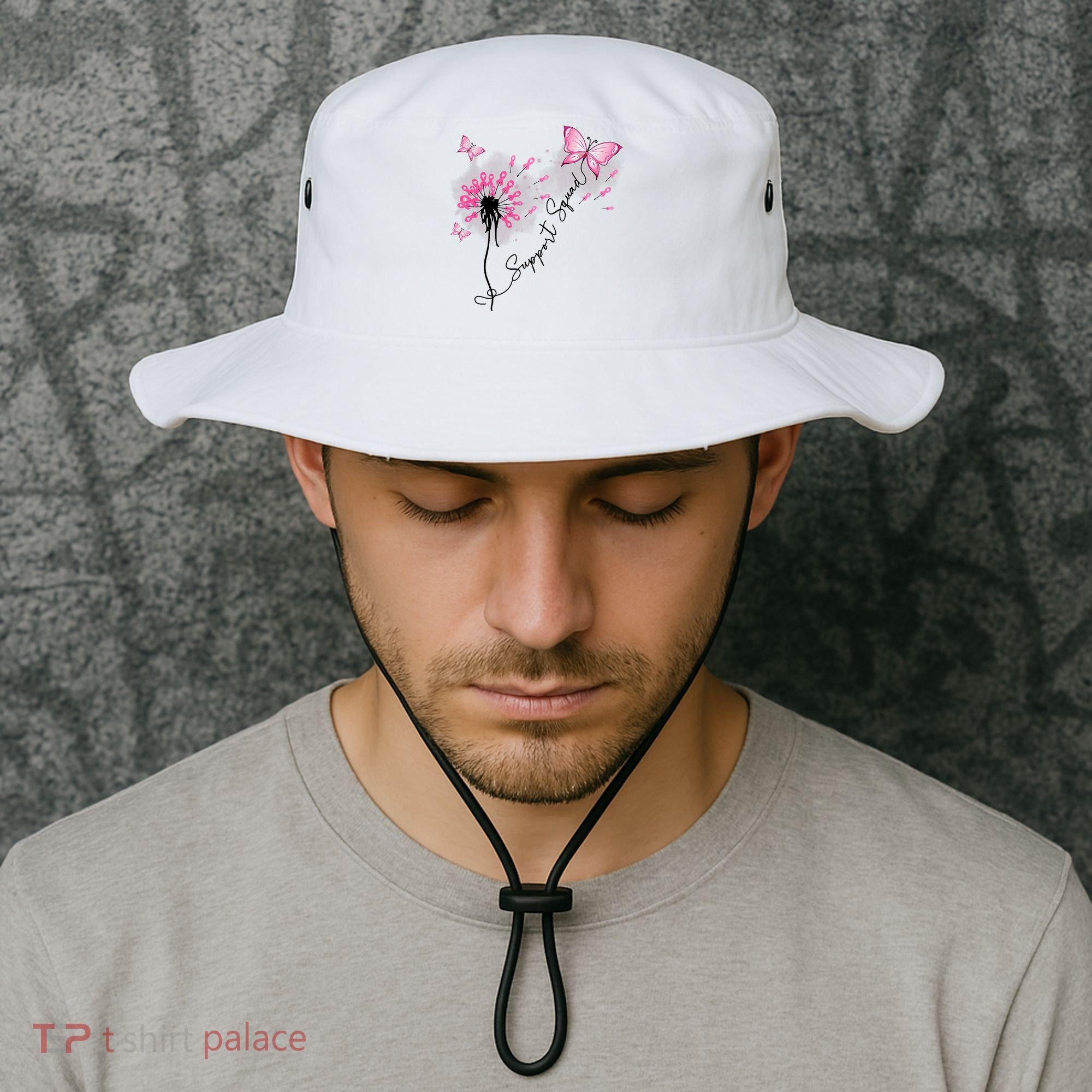 Breast Cancer Support Squad Pink Ribbon Warrior Bucket Hat