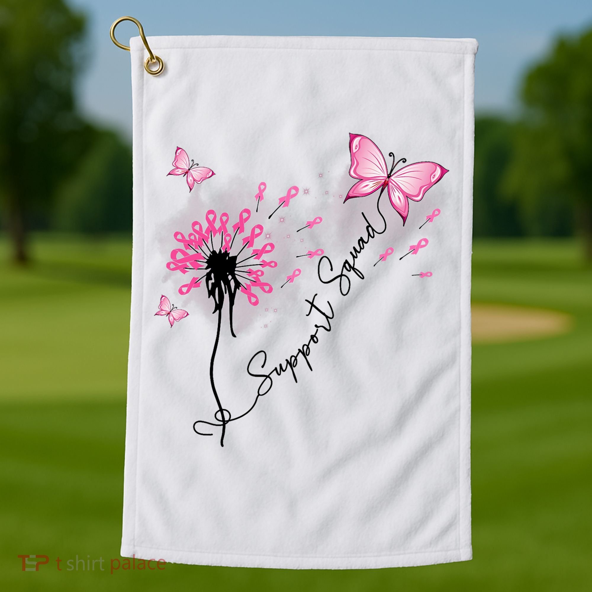 Breast Cancer Support Squad Pink Ribbon Warrior Golf Towel