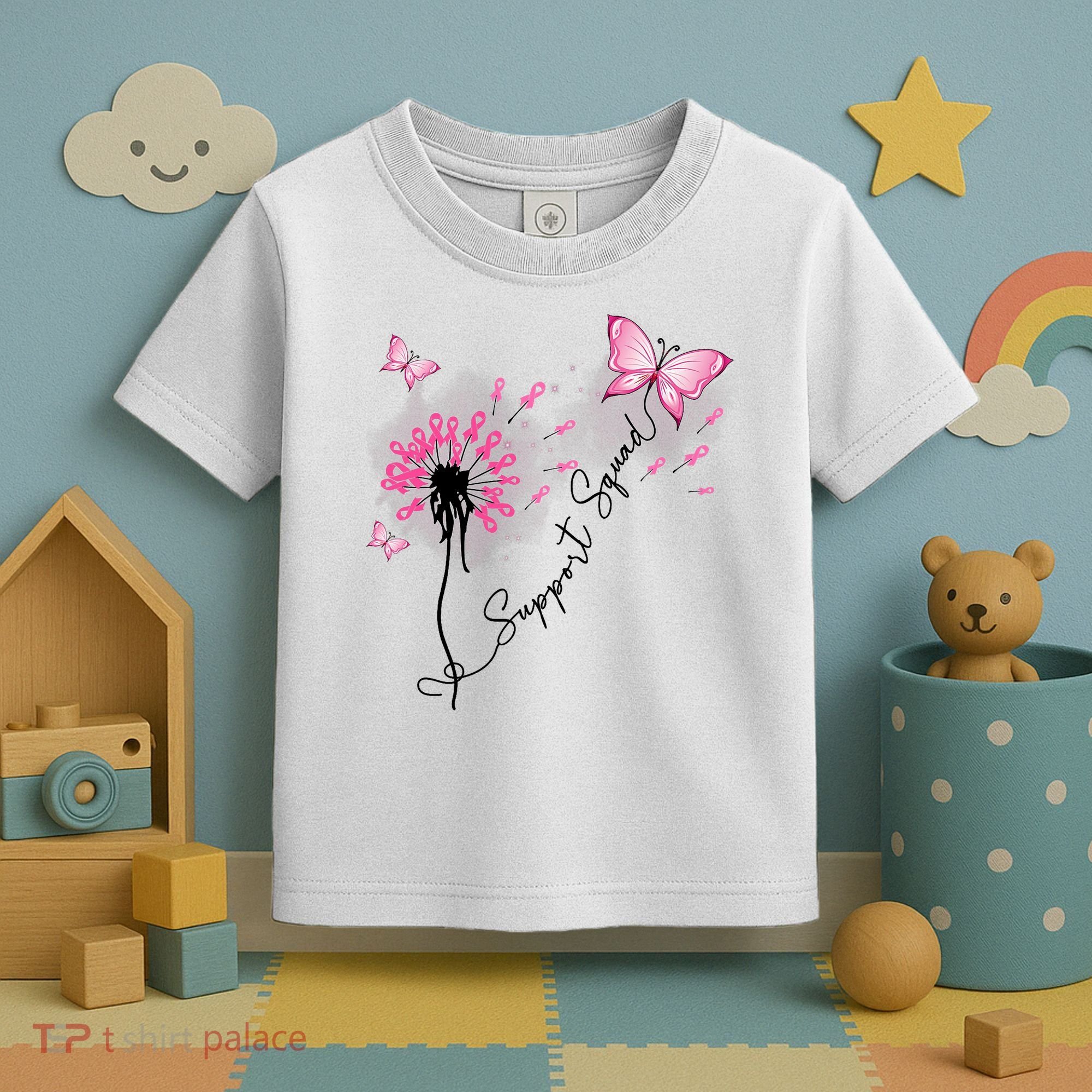 Breast Cancer Support Squad Pink Ribbon Warrior Toddler T-Shirt