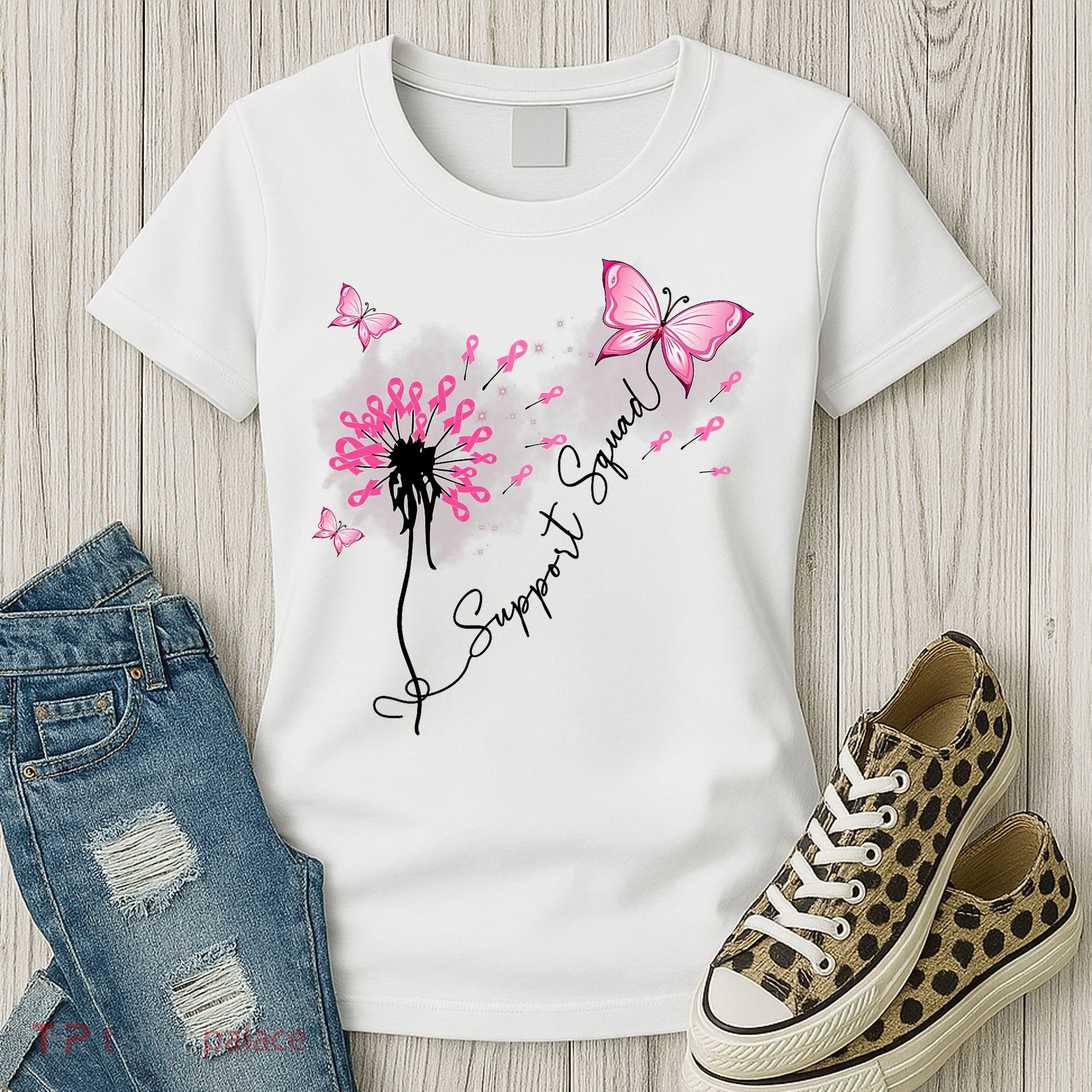 Breast Cancer Support Squad Pink Ribbon Warrior Women's T-Shirt