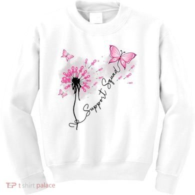 Breast Cancer Support Squad Pink Ribbon Warrior Kids Sweatshirt