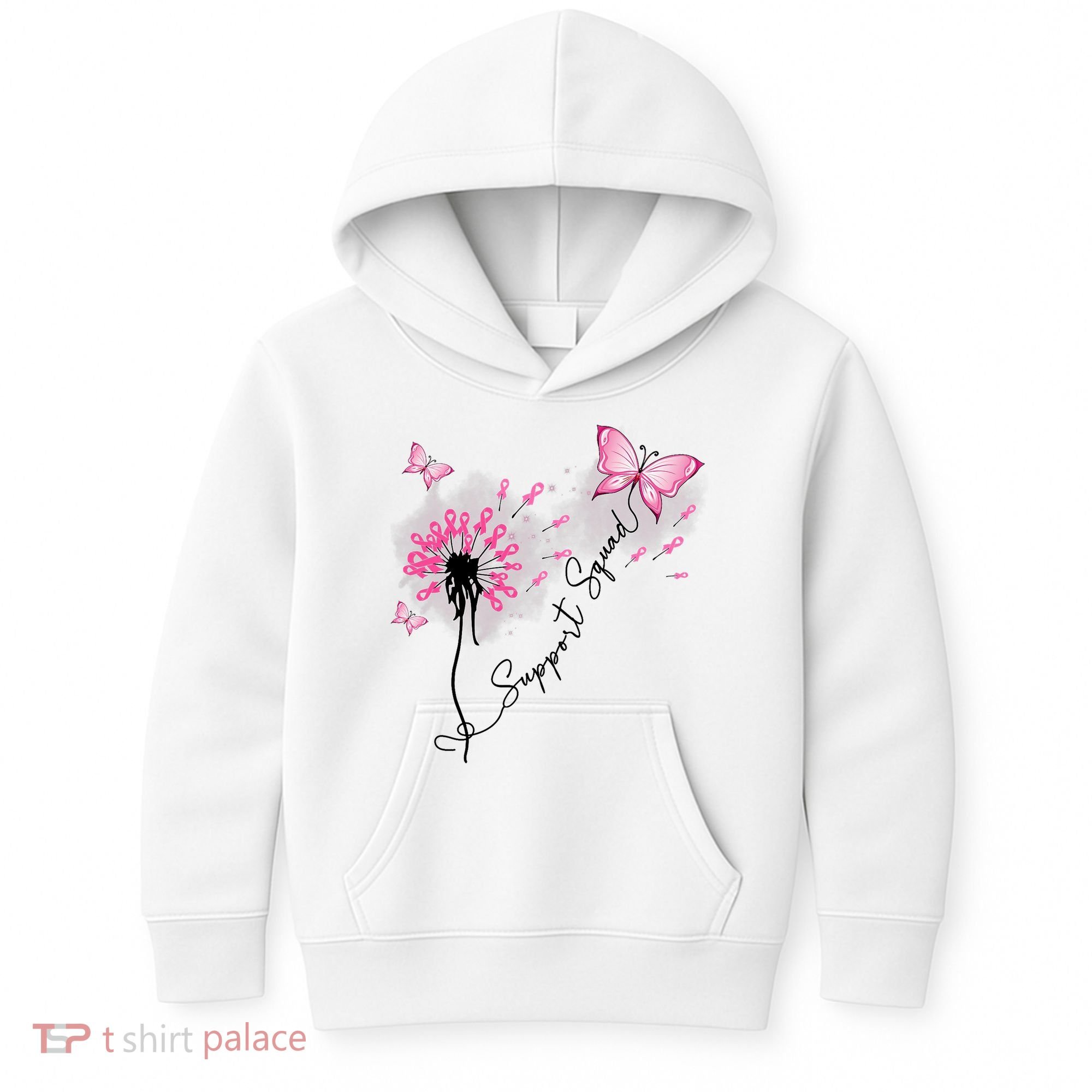 Breast Cancer Support Squad Pink Ribbon Warrior Kids Hoodie