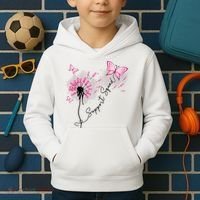 Breast Cancer Support Squad Pink Ribbon Warrior Kids Hoodie thumb 2
